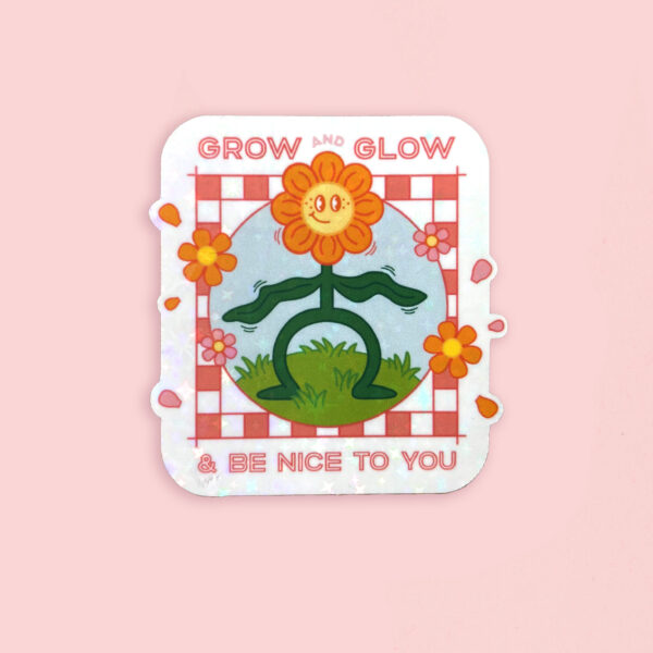 Fleur colorée avec message positif.